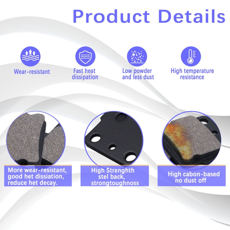 cyleto 400EX Front and Rear Brake Pads for Honda TRX400EX TRX 400EX 1999-2009?TRX300EX TRX 300EX 1993-2009 ?For Yamaha YFM350X Warrior 350 1987-2004 / YFZ350 Banshee YFZ 350 1987-2009 - Image 4